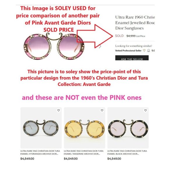 Christian DIOR Vintage Sunglasses 1960s PINK : DIOR COLLECTOR'S piece - Picture 9 of 17